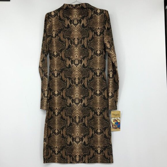 Genesis Fashion Sheila Keighron high neck  brown snakeskin long sleeve dress LG - Picture 15 of 15